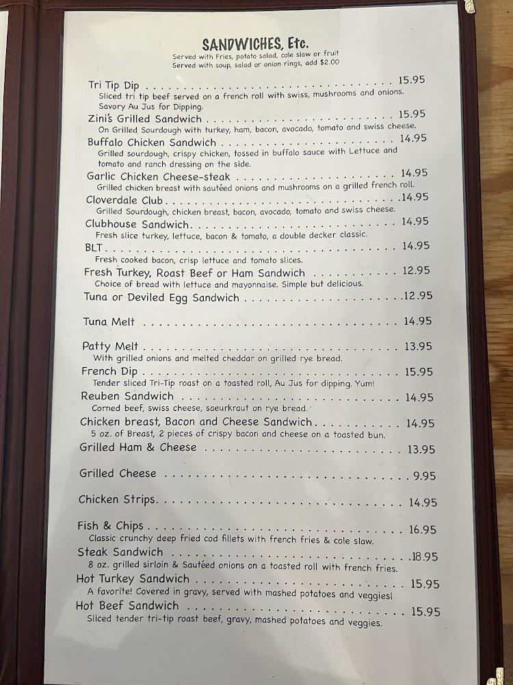 Zini's Diner Menu image 4